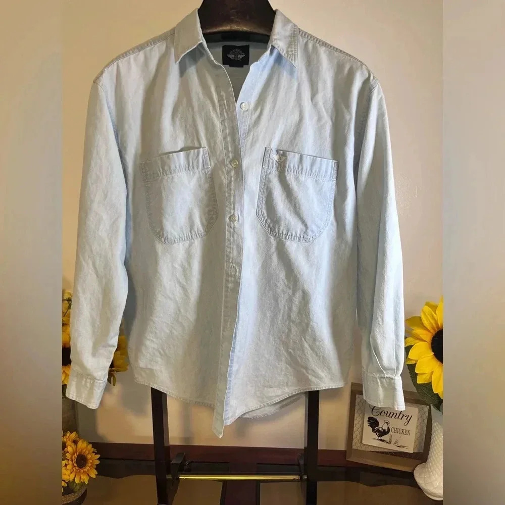 Dockers, Long Sleeve denim Blouse, Women’s Size M, 100% Cotton light Blue